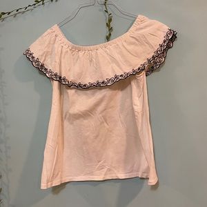 Over the shoulder short sleeve flowy top